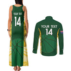 Custom Australia Basketball Couples Matching Tank Maxi Dress and Long Sleeve Button Shirt Go Champions Aussie Opals National Color