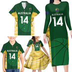 Custom Australia Basketball Family Matching Long Sleeve Bodycon Dress and Hawaiian Shirt Go Champions Aussie Opals National Color