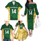 Custom Australia Basketball Family Matching Off The Shoulder Long Sleeve Dress and Hawaiian Shirt Go Champions Aussie Opals National Color