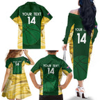 Custom Australia Basketball Family Matching Off The Shoulder Long Sleeve Dress and Hawaiian Shirt Go Champions Aussie Opals National Color