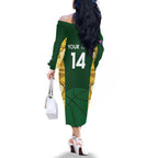 Custom Australia Basketball Family Matching Off The Shoulder Long Sleeve Dress and Hawaiian Shirt Go Champions Aussie Opals National Color