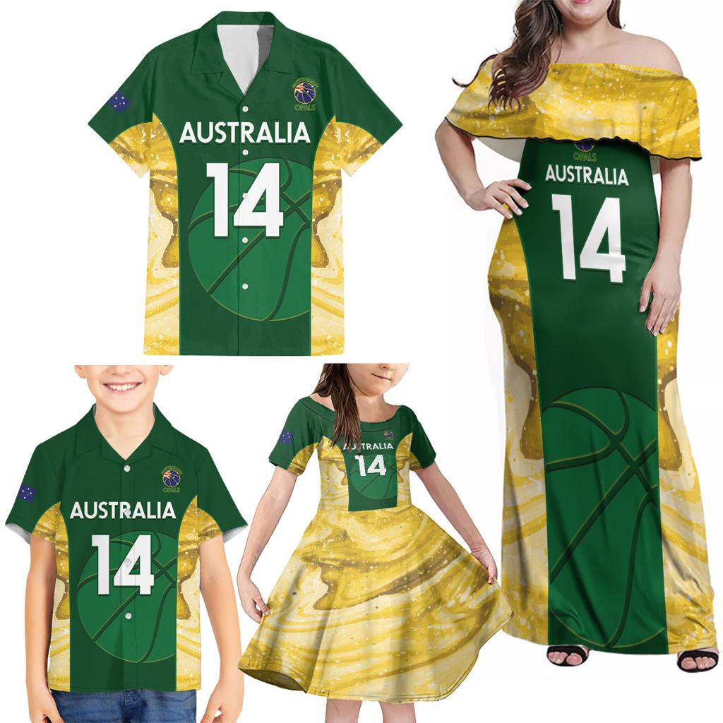Custom Australia Basketball Family Matching Off Shoulder Maxi Dress and Hawaiian Shirt Go Champions Aussie Opals National Color