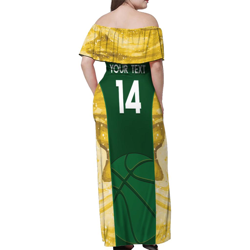 Custom Australia Basketball Family Matching Off Shoulder Maxi Dress and Hawaiian Shirt Go Champions Aussie Opals National Color