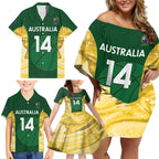 Custom Australia Basketball Family Matching Off Shoulder Short Dress and Hawaiian Shirt Go Champions Aussie Opals National Color