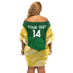 Custom Australia Basketball Family Matching Off Shoulder Short Dress and Hawaiian Shirt Go Champions Aussie Opals National Color