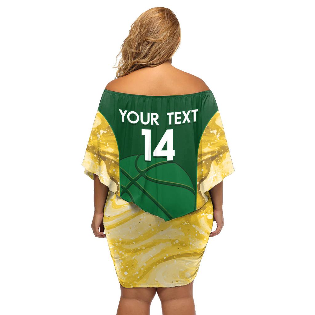 Custom Australia Basketball Family Matching Off Shoulder Short Dress and Hawaiian Shirt Go Champions Aussie Opals National Color