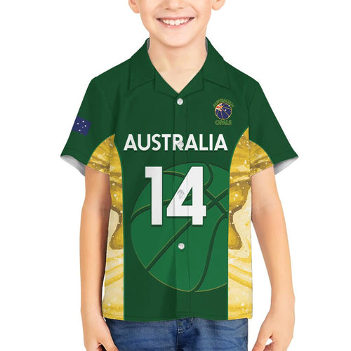 Custom Australia Basketball Family Matching Off Shoulder Short Dress and Hawaiian Shirt Go Champions Aussie Opals National Color