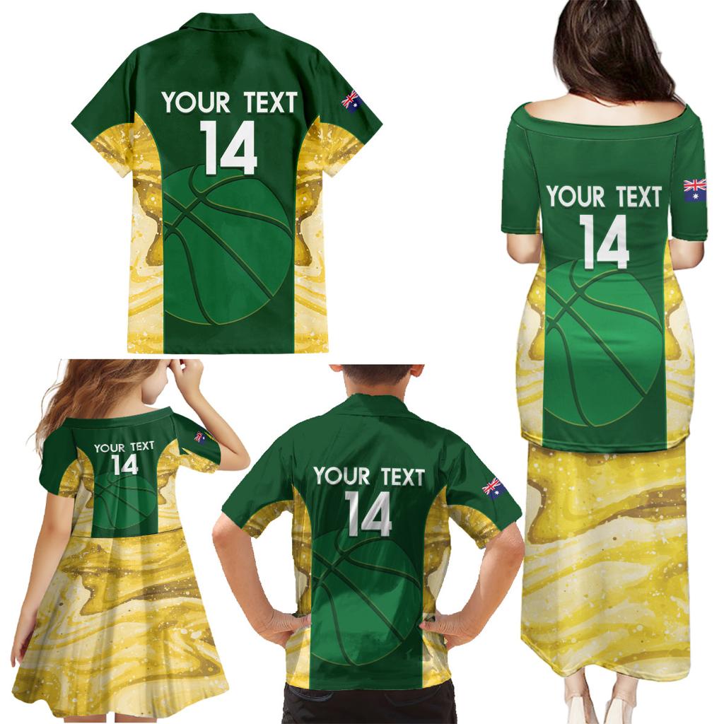 Custom Australia Basketball Family Matching Puletasi and Hawaiian Shirt Go Champions Aussie Opals National Color