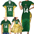 Custom Australia Basketball Family Matching Short Sleeve Bodycon Dress and Hawaiian Shirt Go Champions Aussie Opals National Color