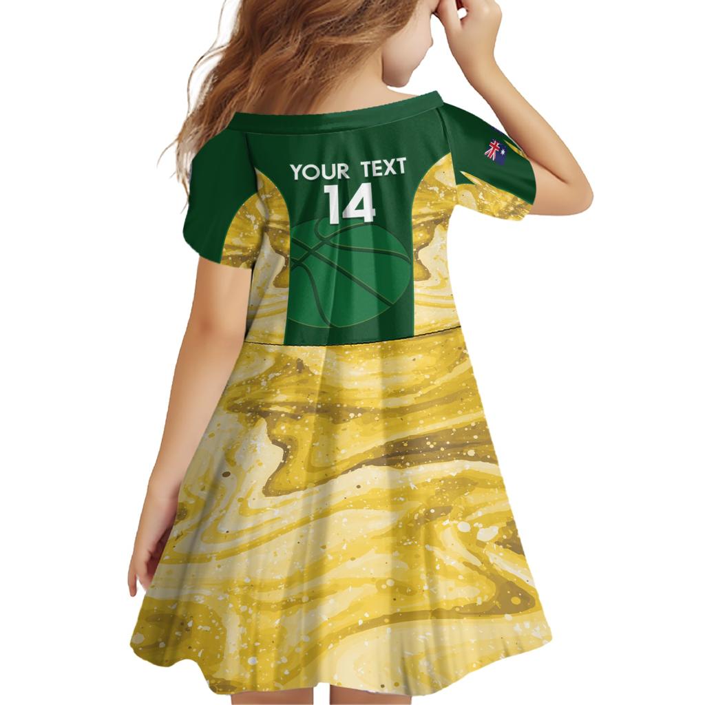 Custom Australia Basketball Family Matching Short Sleeve Bodycon Dress and Hawaiian Shirt Go Champions Aussie Opals National Color