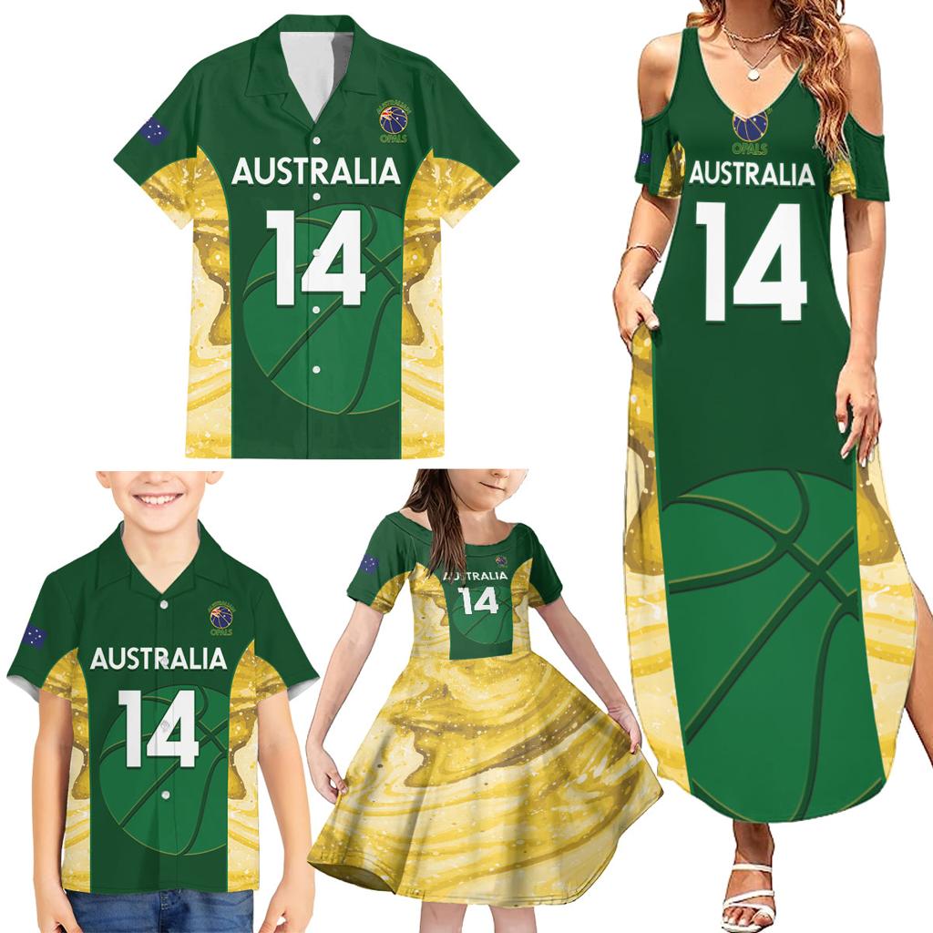 Custom Australia Basketball Family Matching Summer Maxi Dress and Hawaiian Shirt Go Champions Aussie Opals National Color