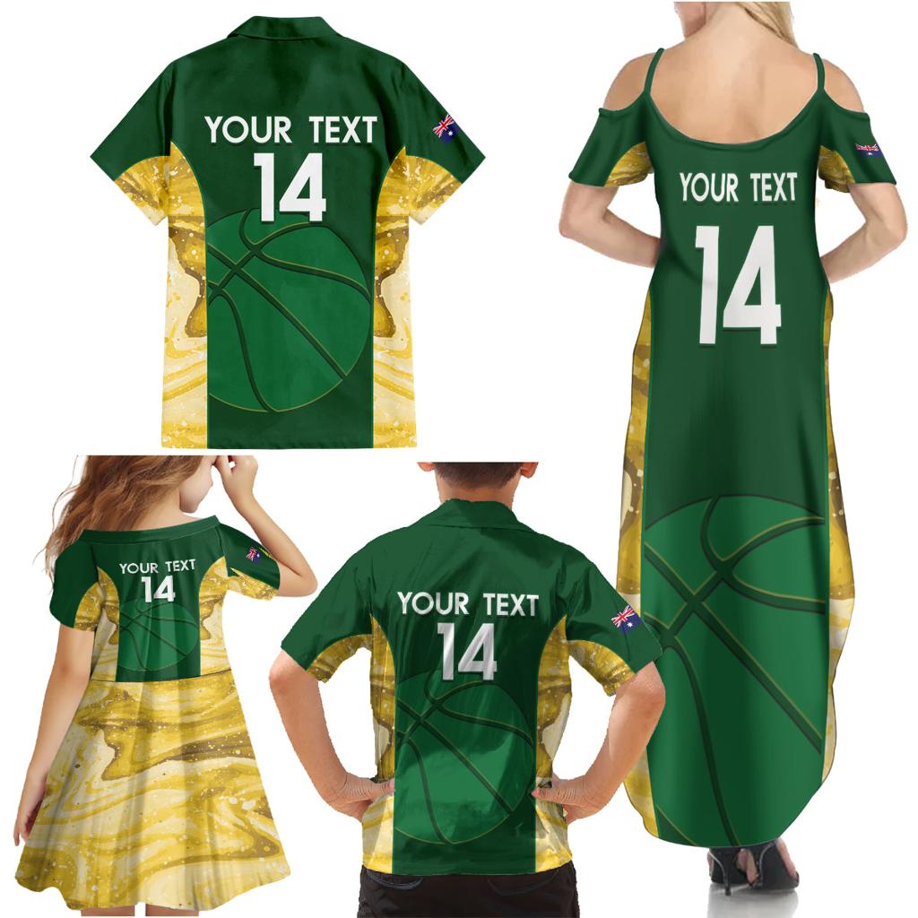 Custom Australia Basketball Family Matching Summer Maxi Dress and Hawaiian Shirt Go Champions Aussie Opals National Color