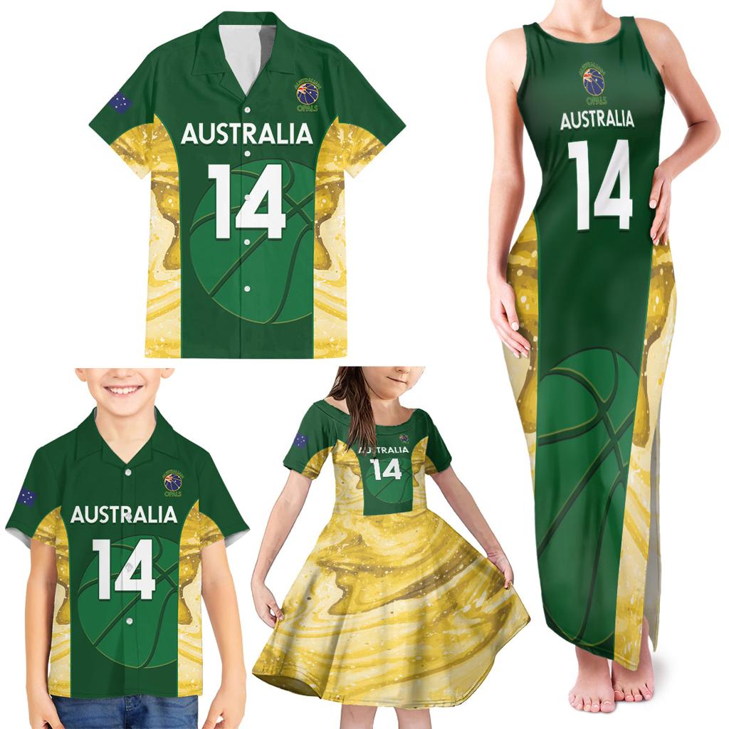 Custom Australia Basketball Family Matching Tank Maxi Dress and Hawaiian Shirt Go Champions Aussie Opals National Color