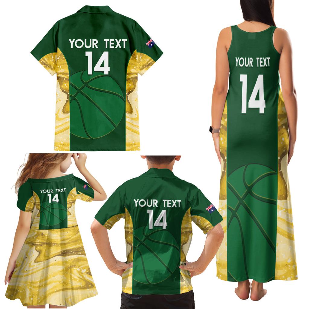 Custom Australia Basketball Family Matching Tank Maxi Dress and Hawaiian Shirt Go Champions Aussie Opals National Color