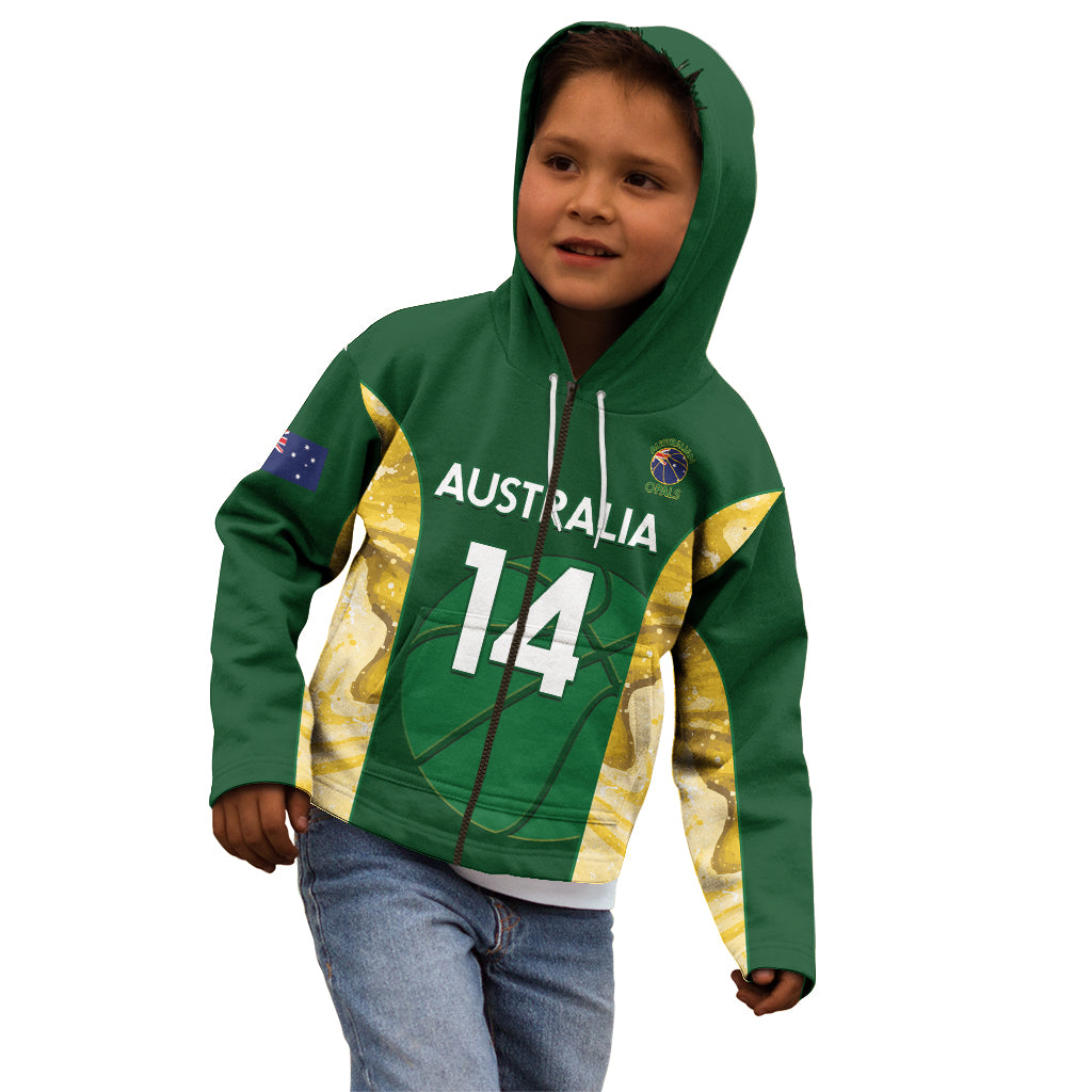 Custom Australia Basketball Kid Hoodie Go Champions Aussie Opals National Color
