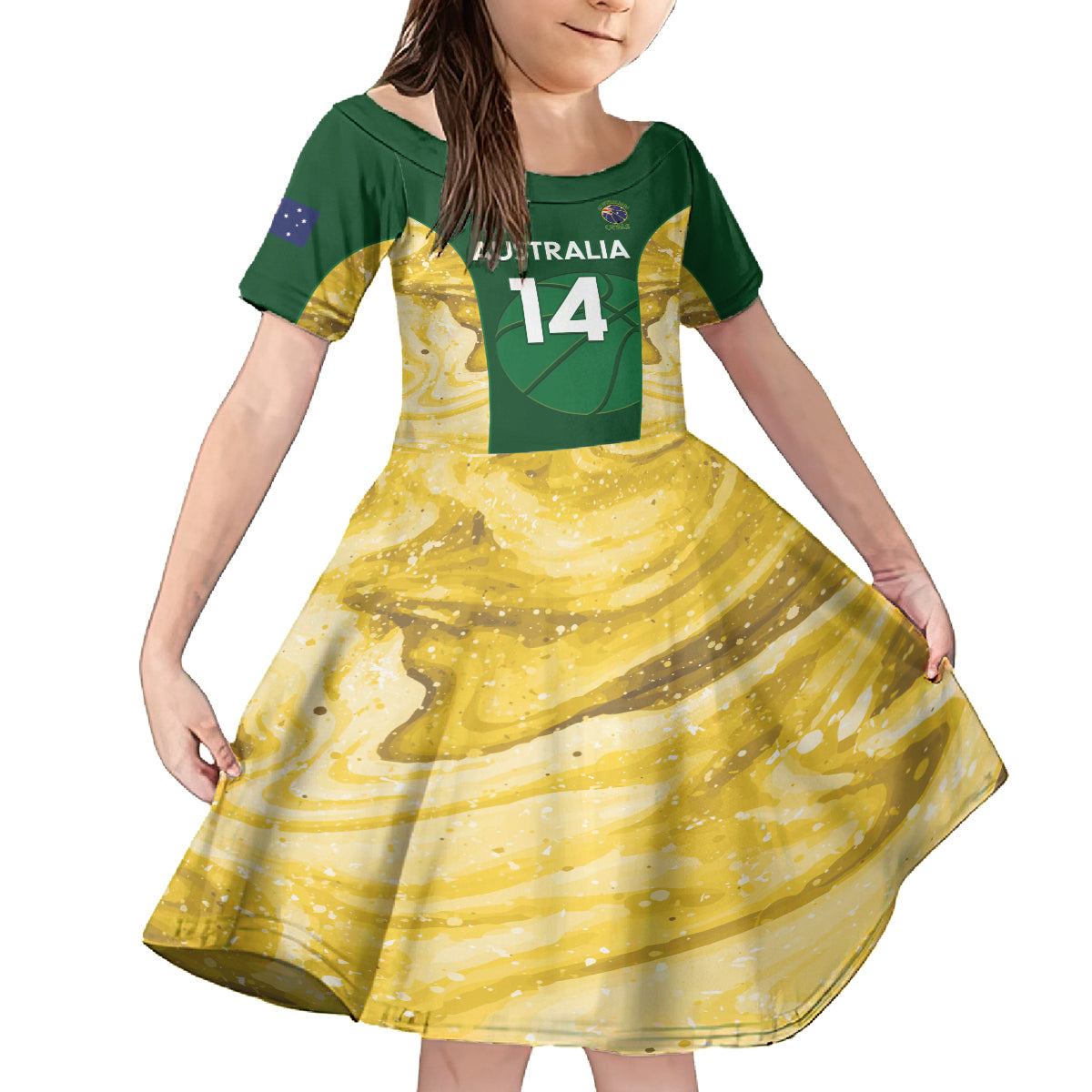 Custom Australia Basketball Kid Short Sleeve Dress Go Champions Aussie Opals National Color