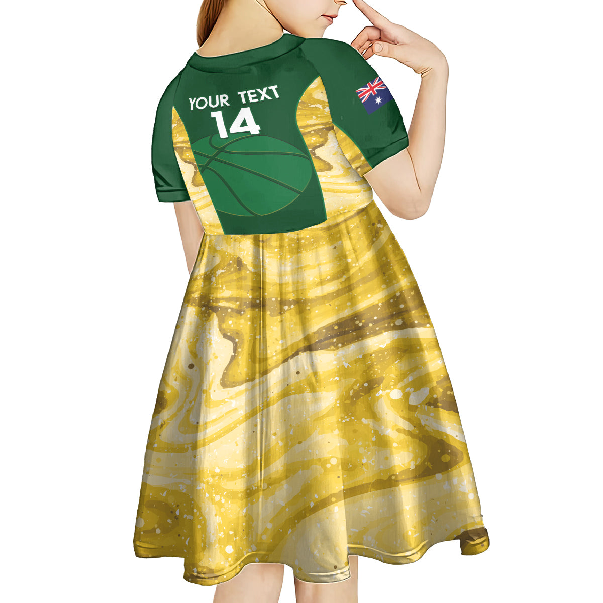 Custom Australia Basketball Kid Short Sleeve Dress Go Champions Aussie Opals National Color