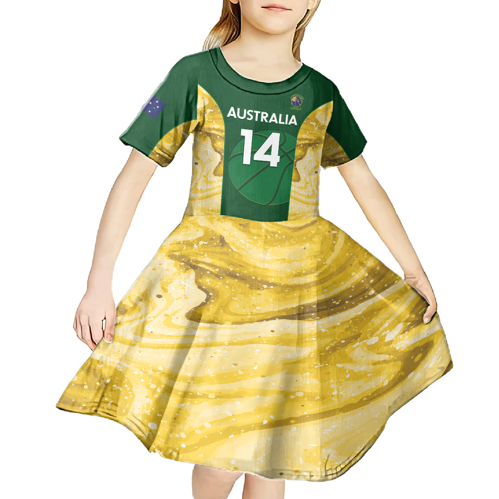 Custom Australia Basketball Kid Short Sleeve Dress Go Champions Aussie Opals National Color