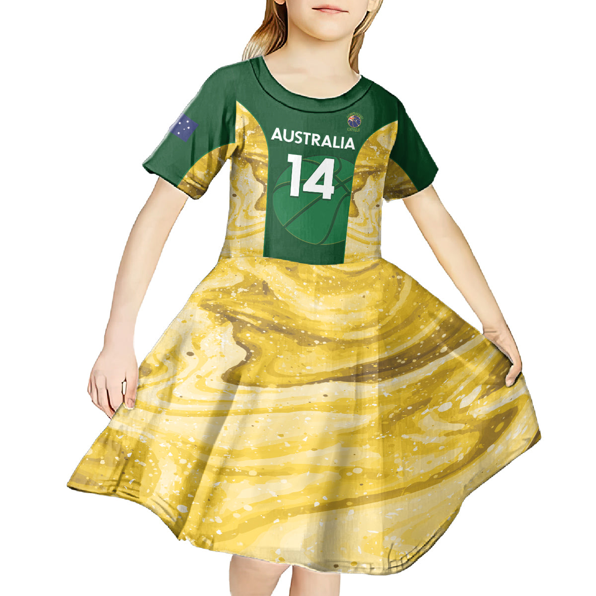 Custom Australia Basketball Kid Short Sleeve Dress Go Champions Aussie Opals National Color