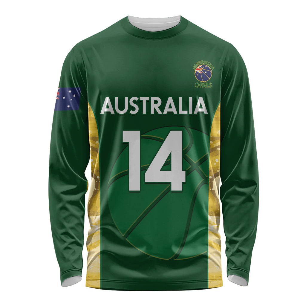Custom Australia Basketball Long Sleeve Shirt Go Champions Aussie Opals National Color