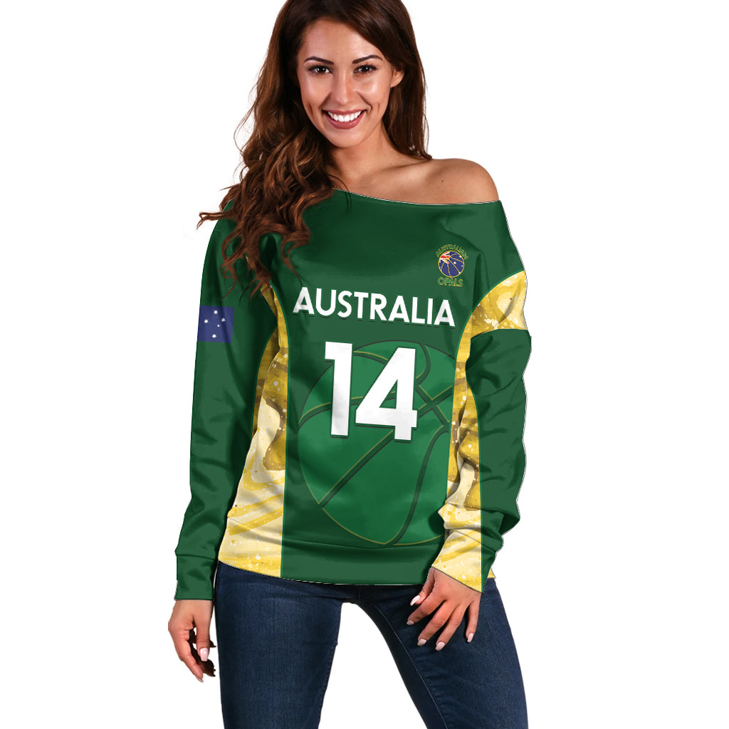 Custom Australia Basketball Off Shoulder Sweater Go Champions Aussie Opals National Color