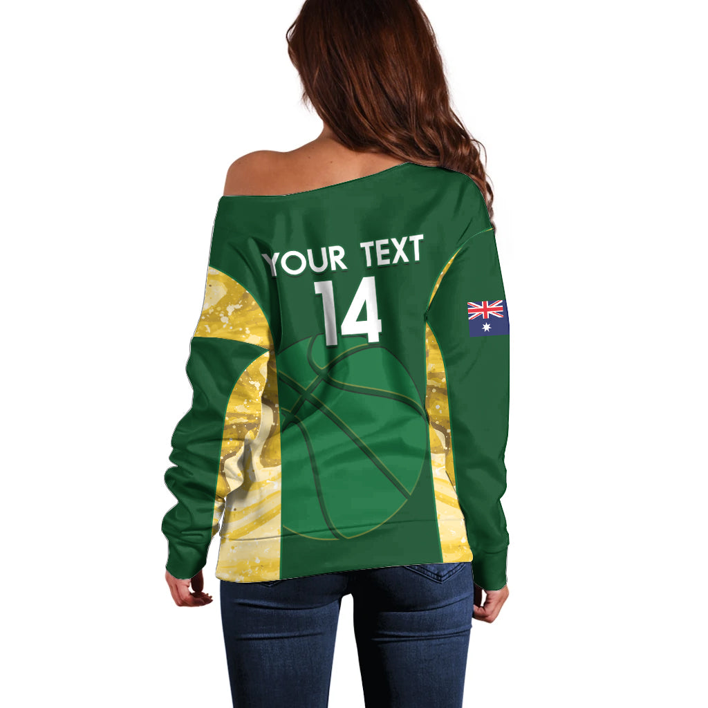 Custom Australia Basketball Off Shoulder Sweater Go Champions Aussie Opals National Color