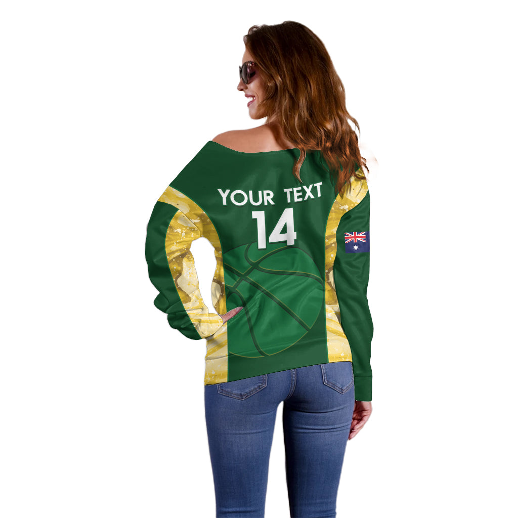 Custom Australia Basketball Off Shoulder Sweater Go Champions Aussie Opals National Color