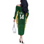 Custom Australia Basketball Off The Shoulder Long Sleeve Dress Go Champions Aussie Opals National Color