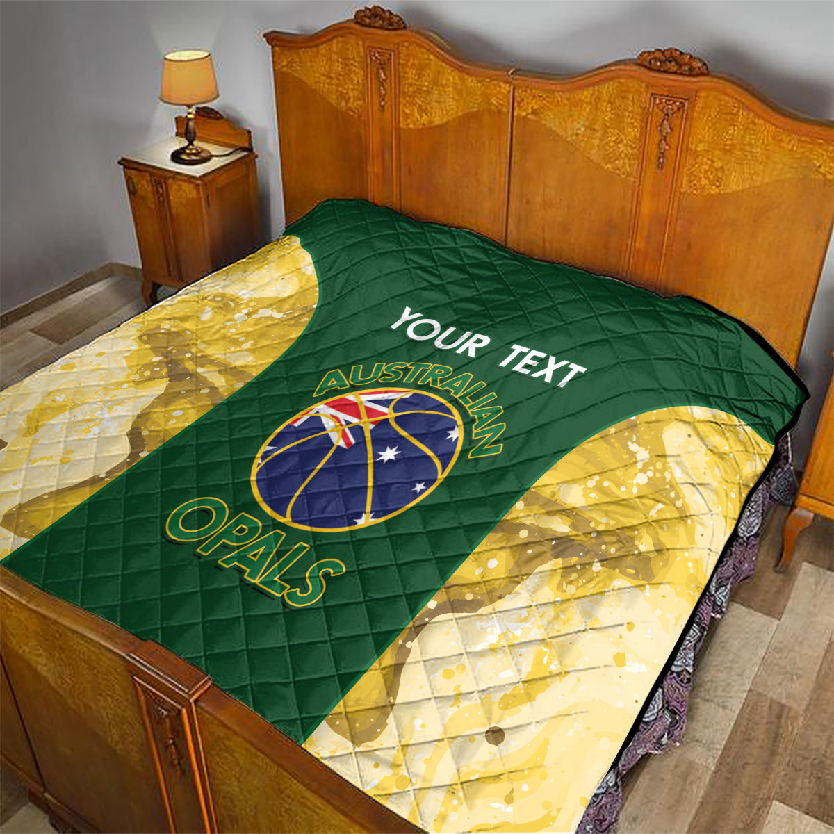 Custom Australia Basketball Quilt Go Champions Aussie Opals National Color