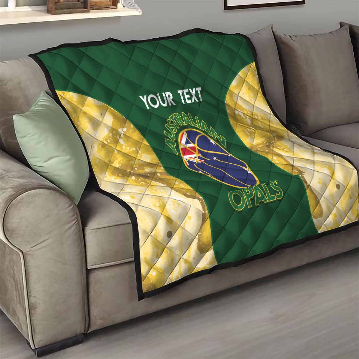 Custom Australia Basketball Quilt Go Champions Aussie Opals National Color