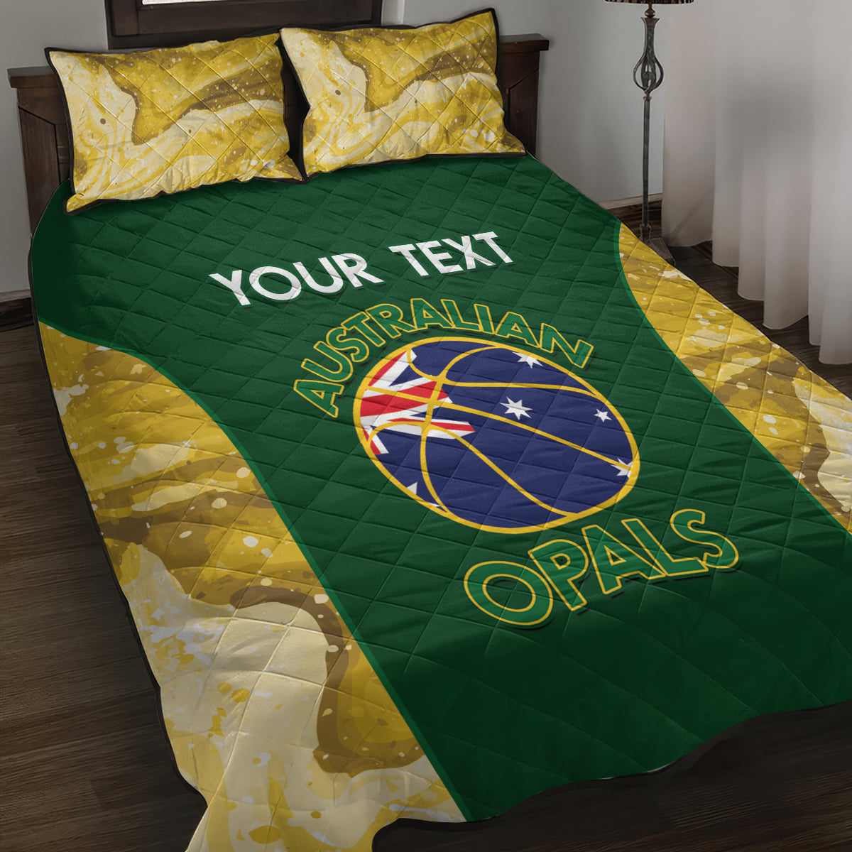 Custom Australia Basketball Quilt Bed Set Go Champions Aussie Opals National Color