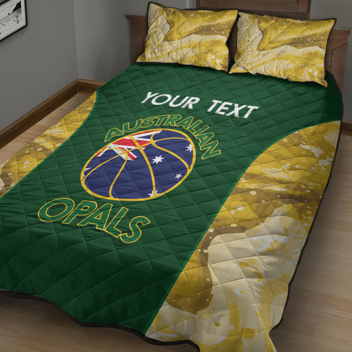 Custom Australia Basketball Quilt Bed Set Go Champions Aussie Opals National Color