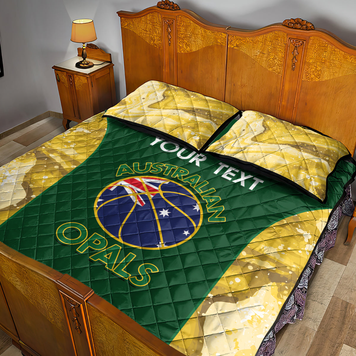 Custom Australia Basketball Quilt Bed Set Go Champions Aussie Opals National Color