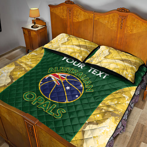 Custom Australia Basketball Quilt Bed Set Go Champions Aussie Opals National Color