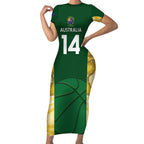 Custom Australia Basketball Short Sleeve Bodycon Dress Go Champions Aussie Opals National Color