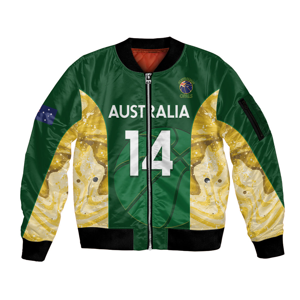 Custom Australia Basketball Sleeve Zip Bomber Jacket Go Champions Aussie Opals National Color