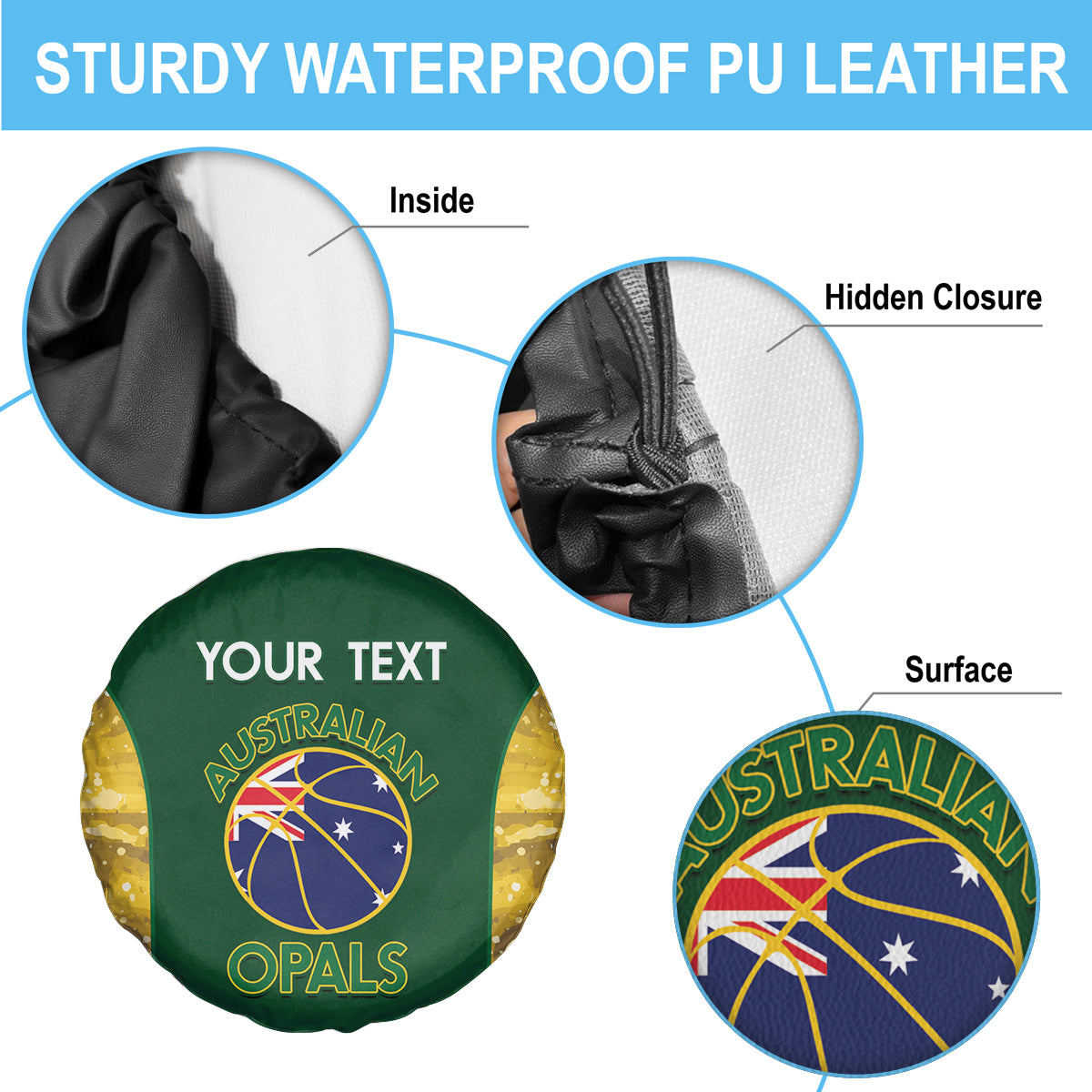 Custom Australia Basketball Spare Tire Cover Go Champions Aussie Opals National Color