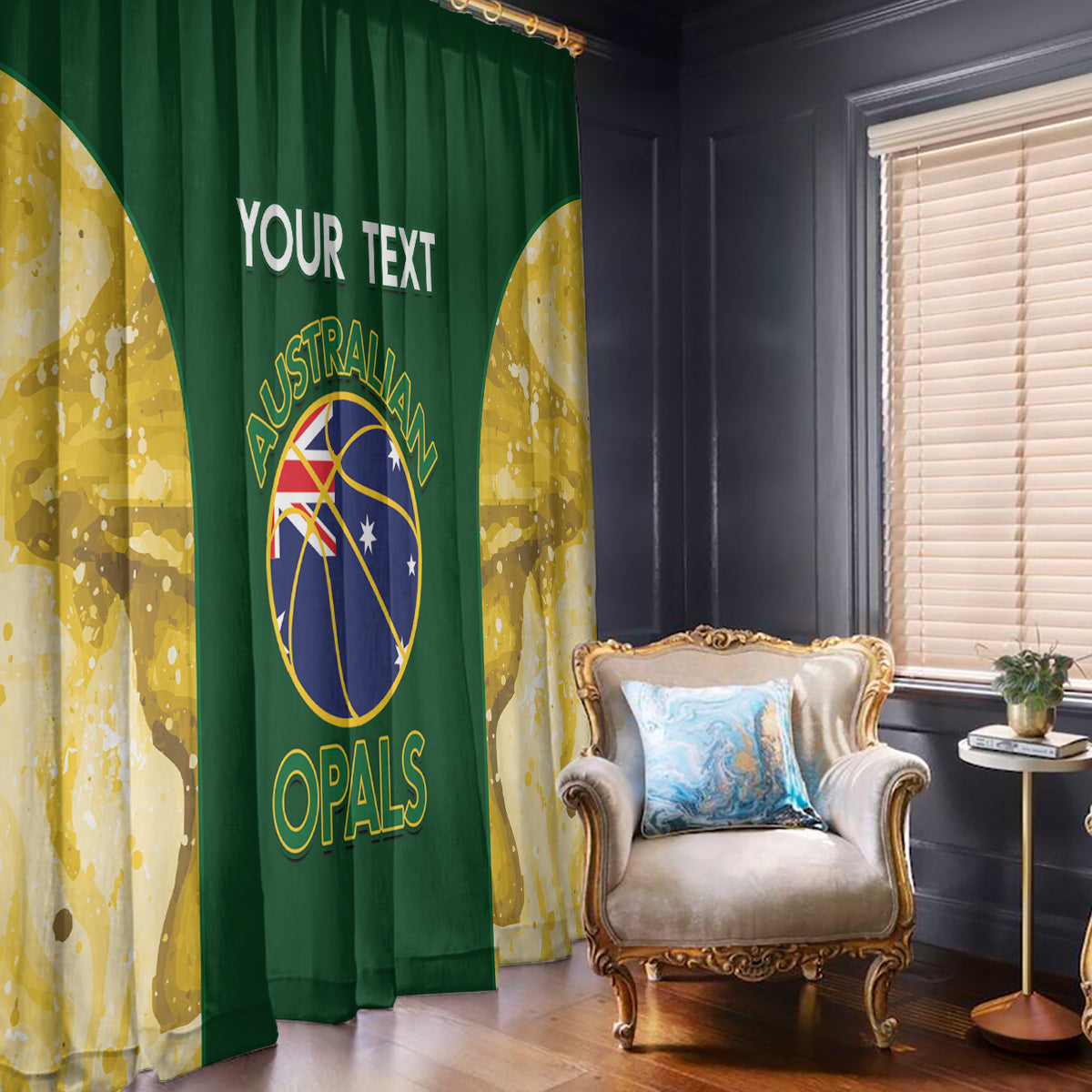 Custom Australia Basketball Window Curtain Go Champions Aussie Opals National Color