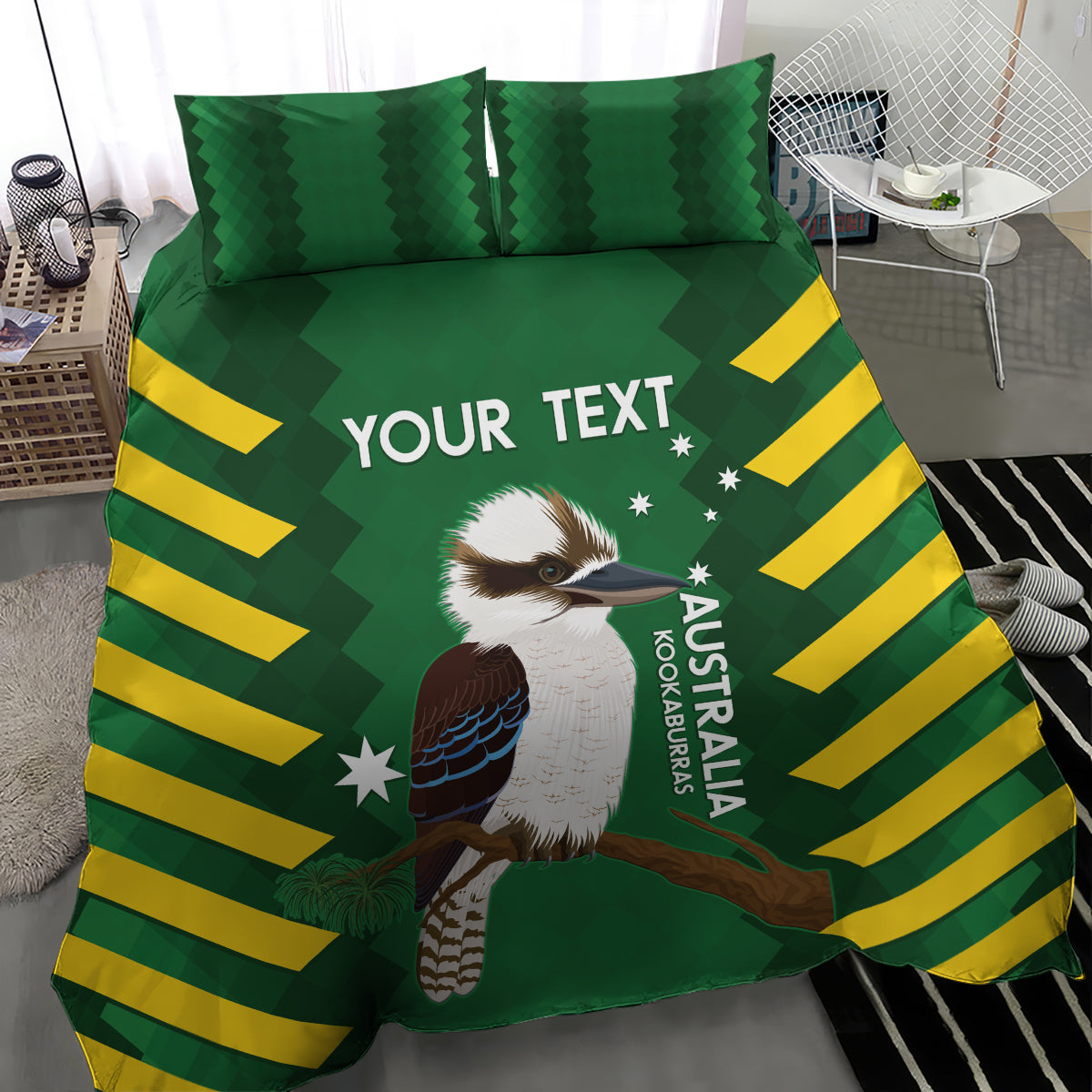 Custom Australia Field Hockey Bedding Set Go Champions Kookaburras National Color