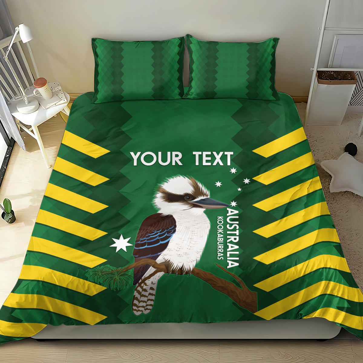 Custom Australia Field Hockey Bedding Set Go Champions Kookaburras National Color