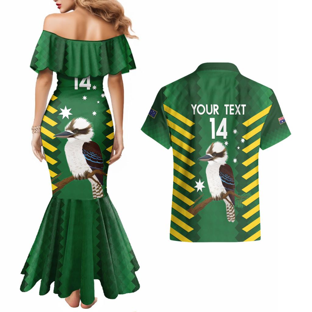 Custom Australia Field Hockey Couples Matching Mermaid Dress and Hawaiian Shirt Go Champions Kookaburras National Color