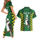 Custom Australia Field Hockey Couples Matching Short Sleeve Bodycon Dress and Hawaiian Shirt Go Champions Kookaburras National Color