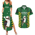 Custom Australia Field Hockey Couples Matching Summer Maxi Dress and Hawaiian Shirt Go Champions Kookaburras National Color