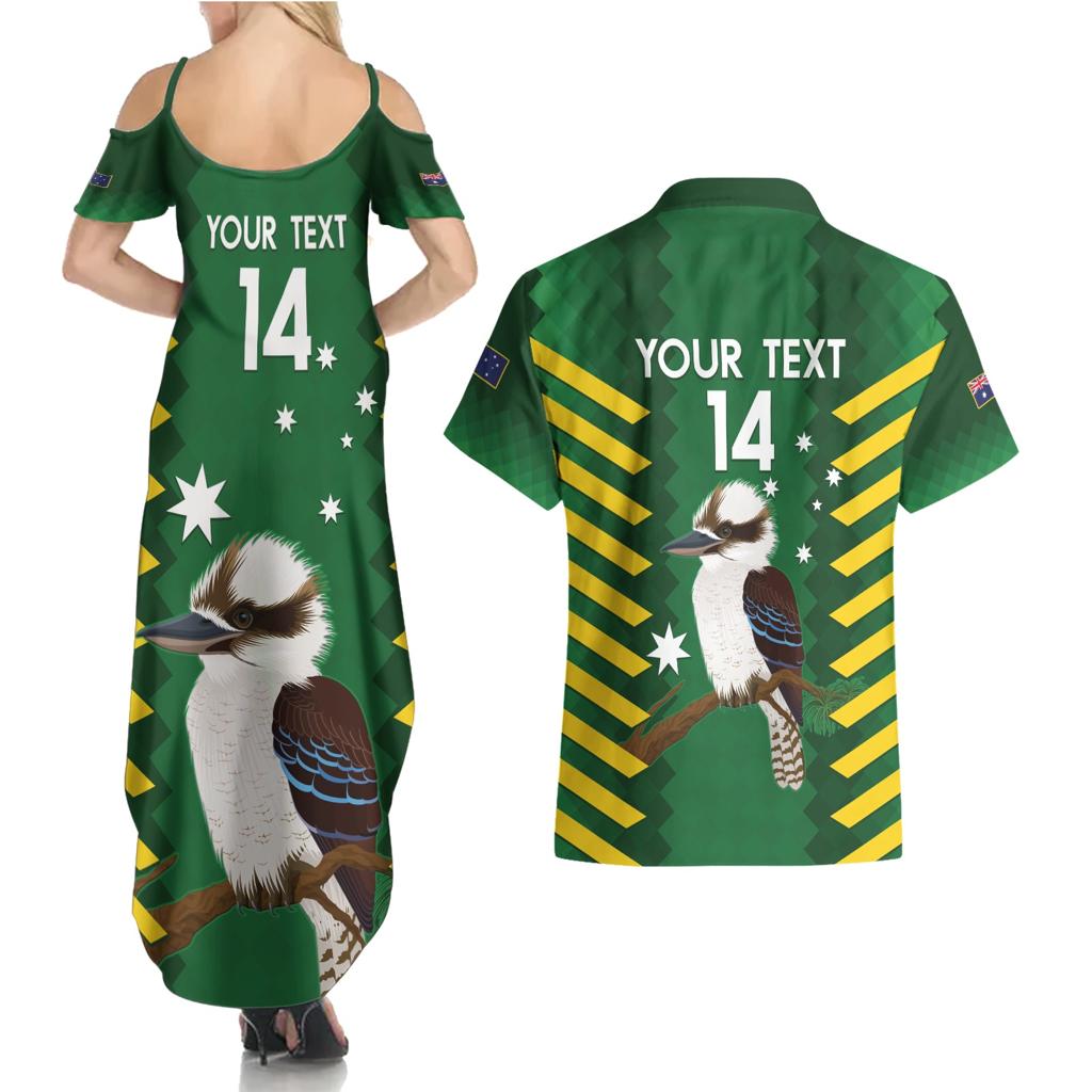Custom Australia Field Hockey Couples Matching Summer Maxi Dress and Hawaiian Shirt Go Champions Kookaburras National Color