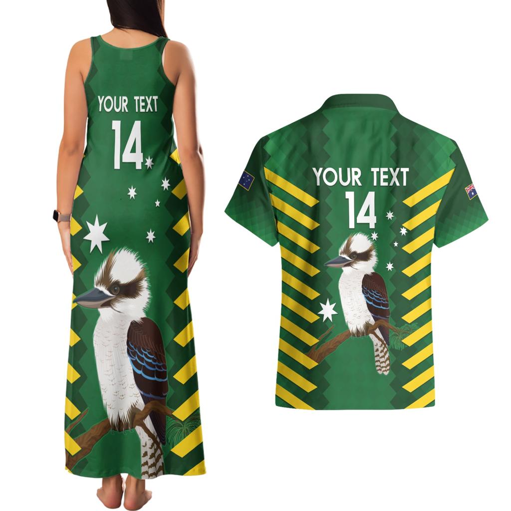 Custom Australia Field Hockey Couples Matching Tank Maxi Dress and Hawaiian Shirt Go Champions Kookaburras National Color