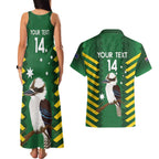 Custom Australia Field Hockey Couples Matching Tank Maxi Dress and Hawaiian Shirt Go Champions Kookaburras National Color