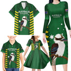 Custom Australia Field Hockey Family Matching Long Sleeve Bodycon Dress and Hawaiian Shirt Go Champions Kookaburras National Color