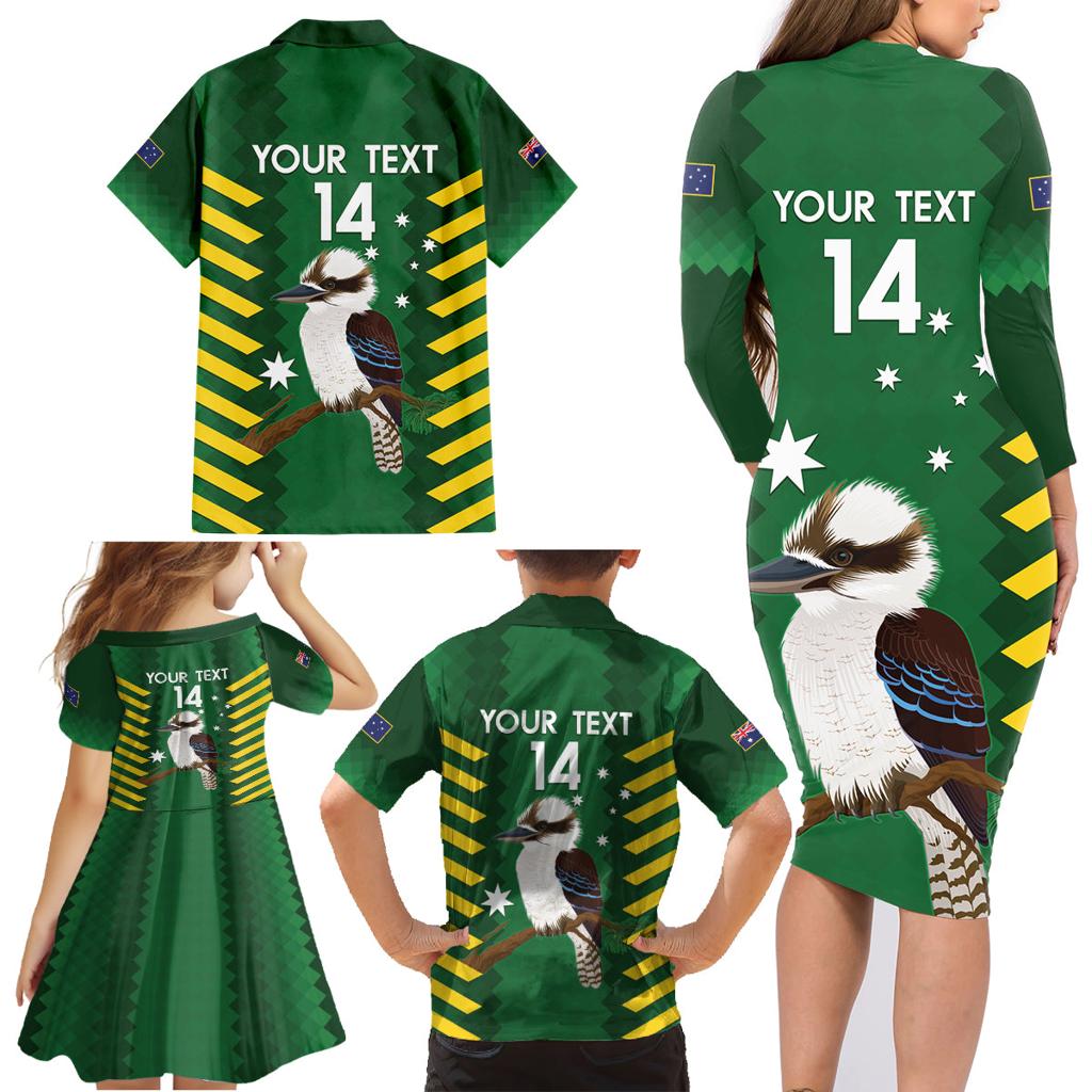Custom Australia Field Hockey Family Matching Long Sleeve Bodycon Dress and Hawaiian Shirt Go Champions Kookaburras National Color