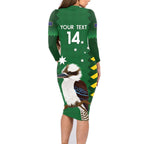 Custom Australia Field Hockey Family Matching Long Sleeve Bodycon Dress and Hawaiian Shirt Go Champions Kookaburras National Color