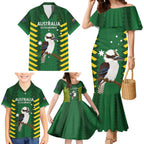 Custom Australia Field Hockey Family Matching Mermaid Dress and Hawaiian Shirt Go Champions Kookaburras National Color